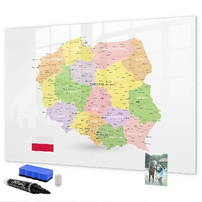 Popisovatelná magnetická tabule Interaktivní mapa Polska pro personalizaci