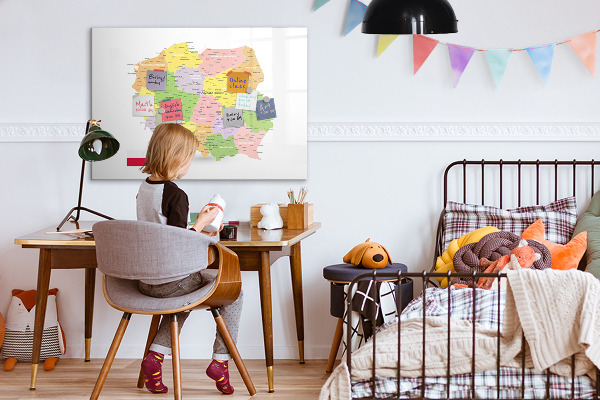 Popisovatelná magnetická tabule Interaktivní mapa Polska pro personalizaci