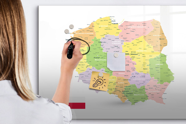 Popisovatelná magnetická tabule Interaktivní mapa Polska pro personalizaci