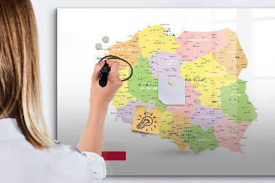 Popisovatelná magnetická tabule Interaktivní mapa Polska pro personalizaci