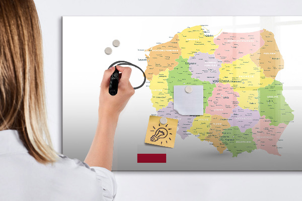 Popisovatelná magnetická tabule Interaktivní mapa Polska pro personalizaci