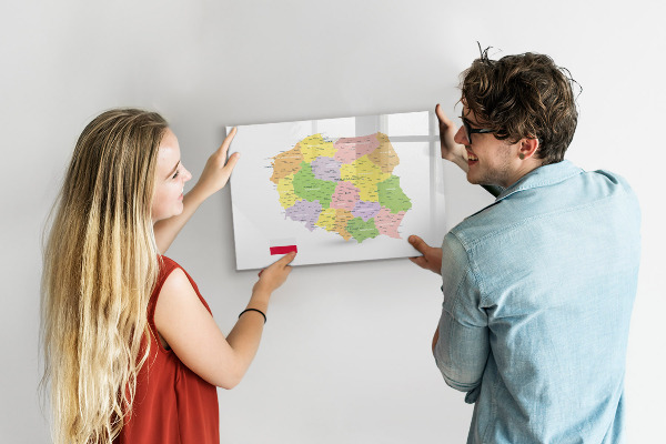 Popisovatelná magnetická tabule Interaktivní mapa Polska pro personalizaci