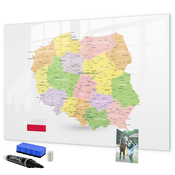 Popisovatelná magnetická tabule Interaktivní mapa Polska pro personalizaci