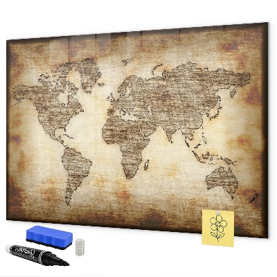Magnetická psací tabule Mapa světa s místy, kde se daly pořídit fotografie
