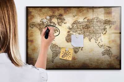 Magnetická psací tabule Mapa světa s místy, kde se daly pořídit fotografie