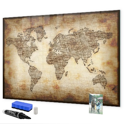 Magnetická psací tabule Mapa světa s místy, kde se daly pořídit fotografie