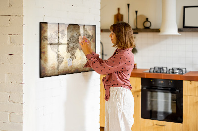 Magnetická psací tabule Mapa světa s místy, kde se daly pořídit fotografie