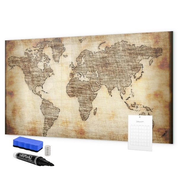 Magnetická psací tabule Mapa světa s místy, kde se daly pořídit fotografie