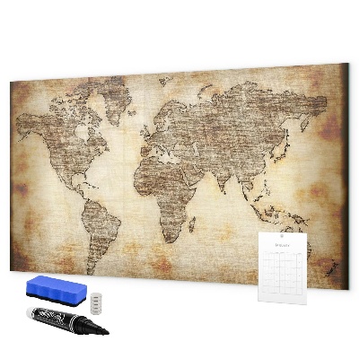 Magnetická psací tabule Mapa světa s místy, kde se daly pořídit fotografie