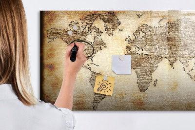 Magnetická psací tabule Mapa světa s místy, kde se daly pořídit fotografie