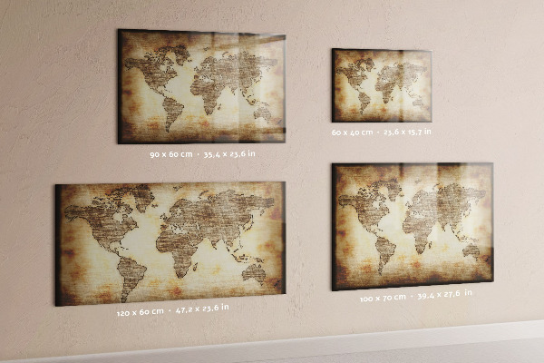 Magnetická psací tabule Mapa světa s místy, kde se daly pořídit fotografie