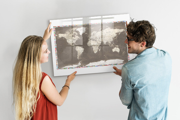 Popisovatelná magnetická tabule Interaktivní mapa pro vzpomínky a poznámky