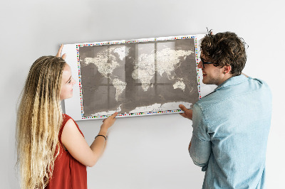 Popisovatelná magnetická tabule Interaktivní mapa pro vzpomínky a poznámky