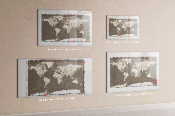 Popisovatelná magnetická tabule Interaktivní mapa pro vzpomínky a poznámky