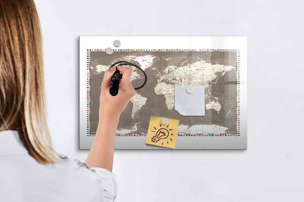 Popisovatelná magnetická tabule Interaktivní mapa pro vzpomínky a poznámky