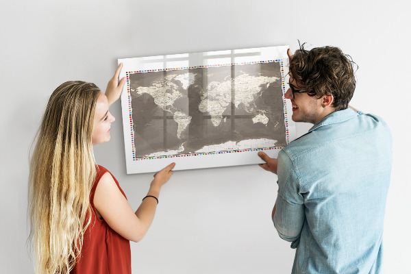 Popisovatelná magnetická tabule Interaktivní mapa pro vzpomínky a poznámky