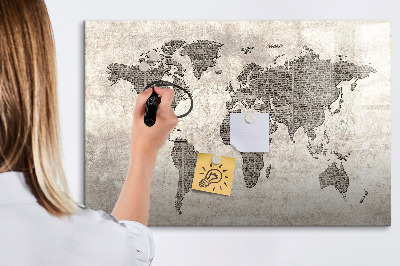 Magnetická psací tabule Mapa světa s místy, kde se daly pořídit fotografie