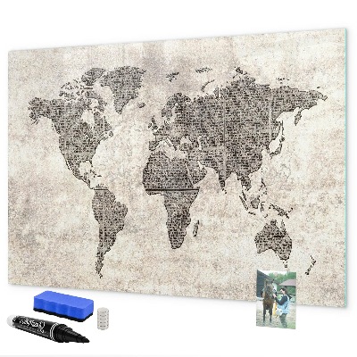 Magnetická psací tabule Mapa světa s místy, kde se daly pořídit fotografie