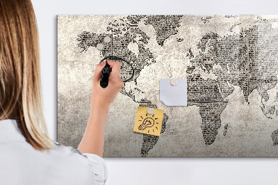 Magnetická psací tabule Mapa světa s místy, kde se daly pořídit fotografie