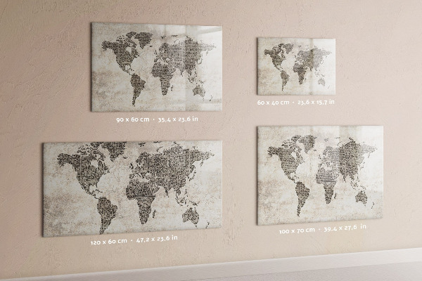 Magnetická psací tabule Mapa světa s místy, kde se daly pořídit fotografie