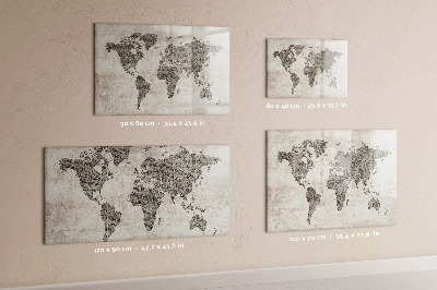 Magnetická psací tabule Mapa světa s místy, kde se daly pořídit fotografie