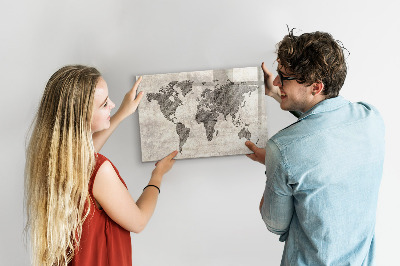 Magnetická psací tabule Mapa světa s místy, kde se daly pořídit fotografie