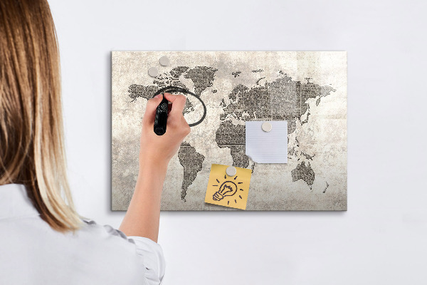 Magnetická psací tabule Mapa světa s místy, kde se daly pořídit fotografie