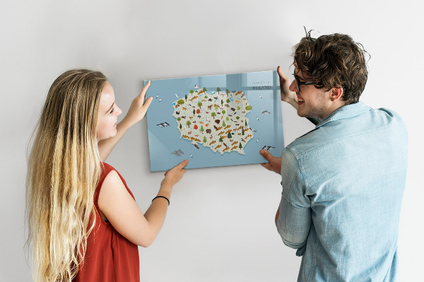 Popisovatelná magnetická tabule Mapa přírody Polska s místy pro fotografie