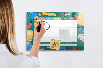 Popisovatelná magnetická tabule Týdenní diář s prostorem pro fotografie
