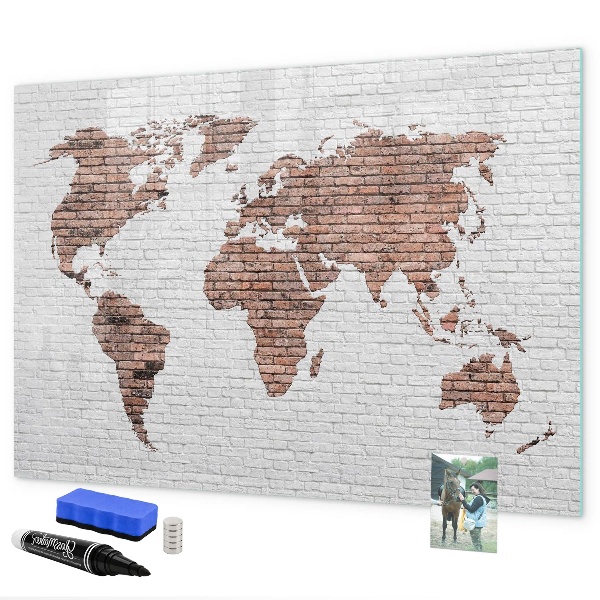 Popisovatelná magnetická tabule Mapa světa s místy, kde se daly pořídit fotografie