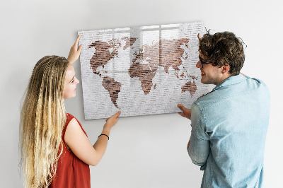 Popisovatelná magnetická tabule Mapa světa s místy, kde se daly pořídit fotografie