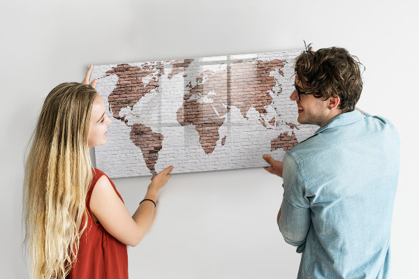Popisovatelná magnetická tabule Mapa světa s místy, kde se daly pořídit fotografie