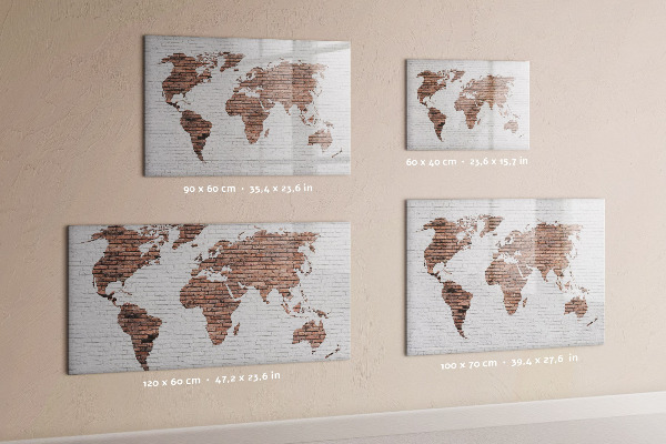 Popisovatelná magnetická tabule Mapa světa s místy, kde se daly pořídit fotografie
