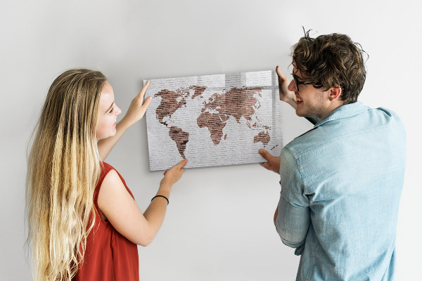 Popisovatelná magnetická tabule Mapa světa s místy, kde se daly pořídit fotografie