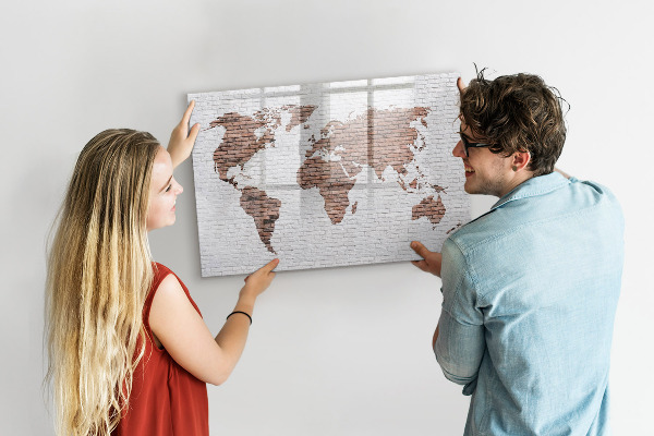 Popisovatelná magnetická tabule Mapa světa s místy, kde se daly pořídit fotografie