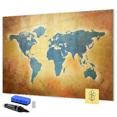 Magnetická psací tabule Mapa světa s prostorem pro fotografie