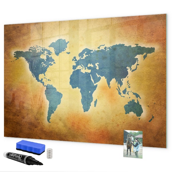 Magnetická psací tabule Mapa světa s prostorem pro fotografie