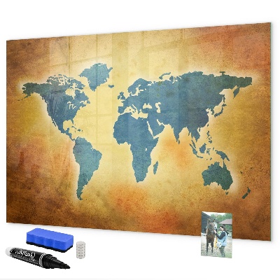Magnetická psací tabule Mapa světa s prostorem pro fotografie