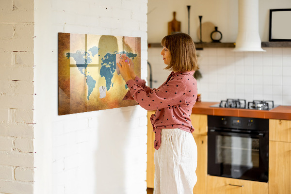 Magnetická psací tabule Mapa světa s prostorem pro fotografie