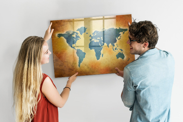 Magnetická psací tabule Mapa světa s prostorem pro fotografie