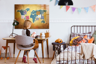 Magnetická psací tabule Mapa světa s prostorem pro fotografie