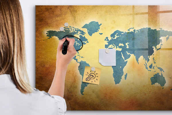 Magnetická psací tabule Mapa světa s prostorem pro fotografie