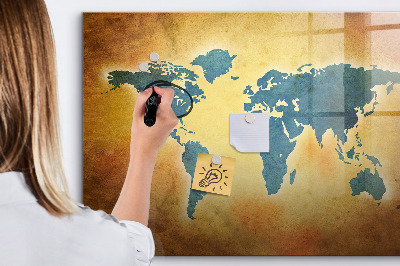 Magnetická psací tabule Mapa světa s prostorem pro fotografie
