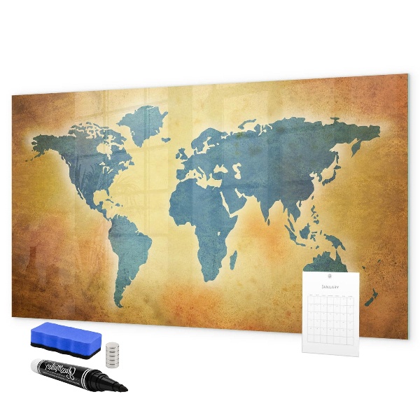 Magnetická psací tabule Mapa světa s prostorem pro fotografie