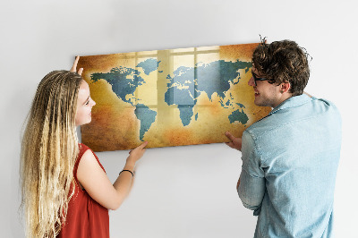 Magnetická psací tabule Mapa světa s prostorem pro fotografie
