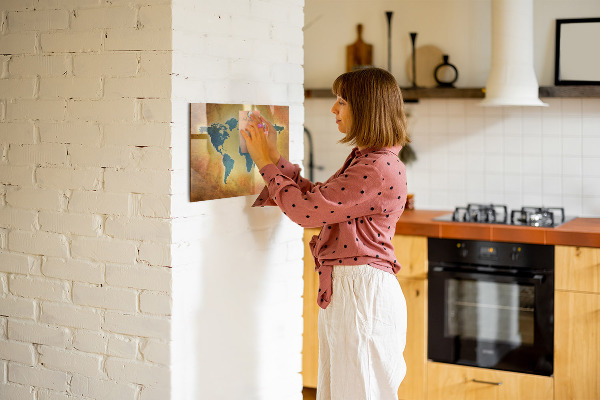 Magnetická psací tabule Mapa světa s prostorem pro fotografie