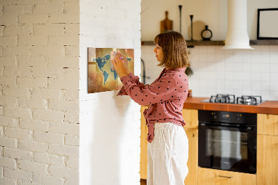 Magnetická psací tabule Mapa světa s prostorem pro fotografie
