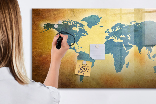 Magnetická psací tabule Mapa světa s prostorem pro fotografie