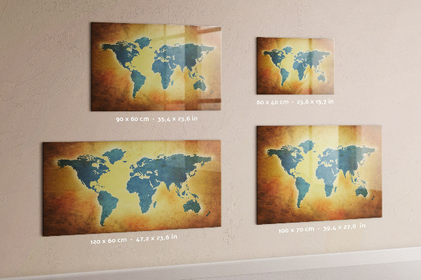 Magnetická psací tabule Mapa světa s prostorem pro fotografie
