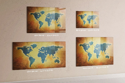 Magnetická psací tabule Mapa světa s prostorem pro fotografie